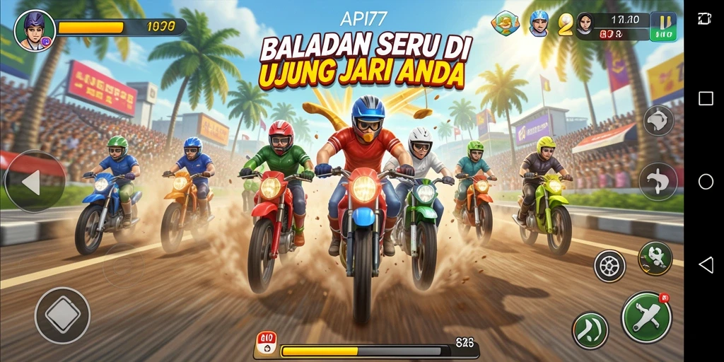 Screenshot API77 menampilkan aksi balapan yang mendebarkan dan grafis yang memukau.