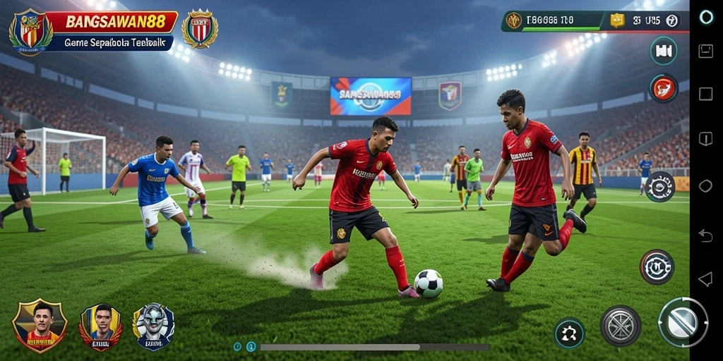 Tampilan gameplay BANGSAWAN88 yang mendebarkan dengan aksi sepakbola.