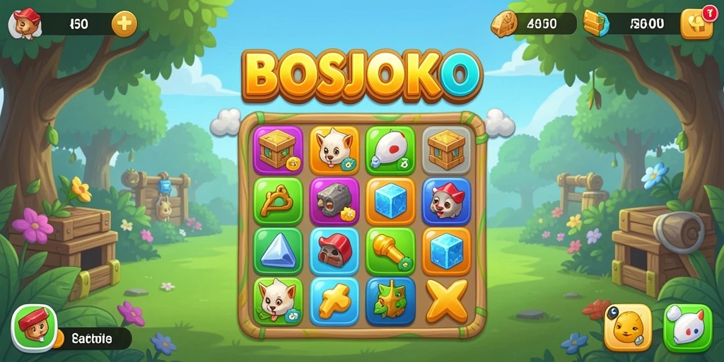 Gameplay khas BOSJOKO dengan kombinasi warna-warni.