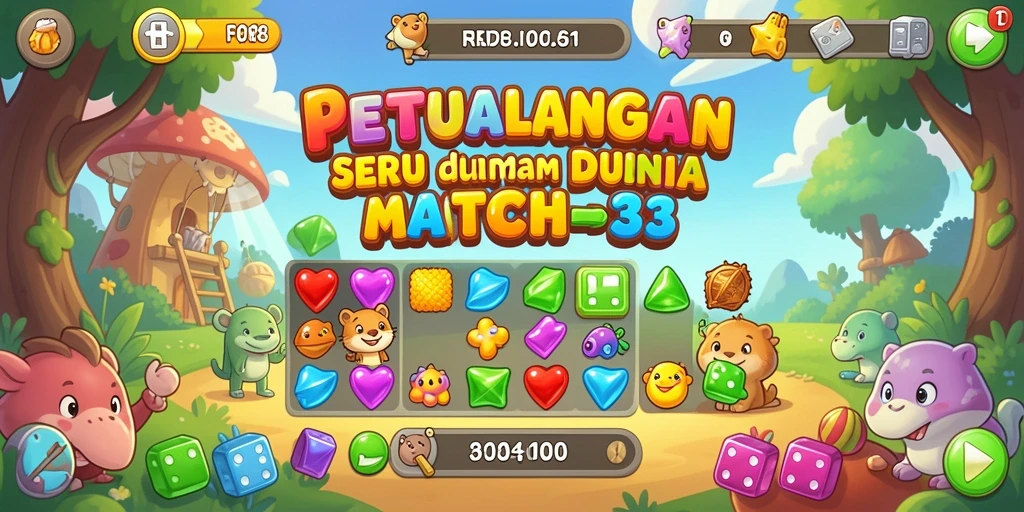 Tampilan gameplay seru dalam F08 dengan tantangan Match-3.