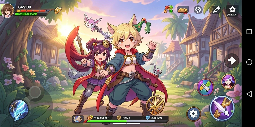 Tampilan seru dari gameplay GAS138 dengan karakter anime yang menarik.