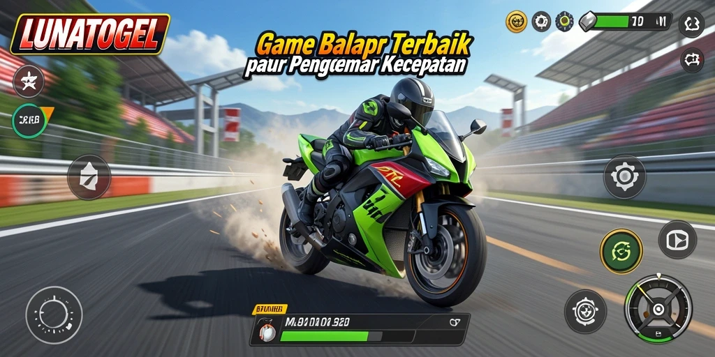 Tampilan gameplay LUNATOGEL yang mendebarkan di tengah lintasan balap.