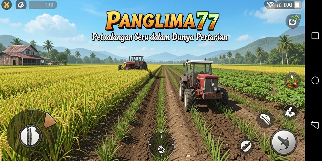 Screenshot dari gameplay seru PANGLIMA77 yang menampilkan aktivitas bertani.