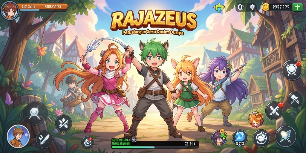 Screenshot RAJAZEUS menampilkan pertarungan karakter anime yang epik.
