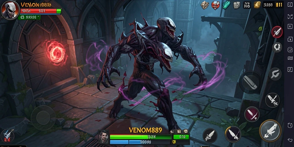Tampilan screenshot gameplay yang menegangkan dari VENOM889.